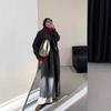2025 Cross-border European & American Autumn New Cardigan Elegant A-Line Long Skirt Waist-Cinching Large Lapel Lazy Long Trench Coat