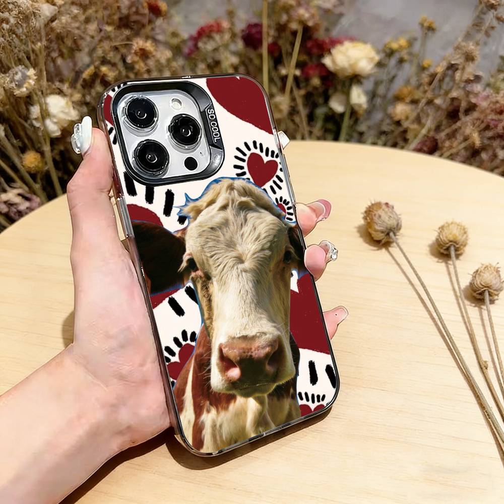 Funny cute cows Phone Case For iPhone 17,16,15,14,13,12,11 Plus,Pro Max,XS,Colored Silver Plated Inside Cover