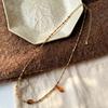 Autumn and Winter Warm Brown Natural Stone Splicing Beaded Necklace Niche Design Retro Oval Stone Pendant Czech Bead Collarbone Chain
