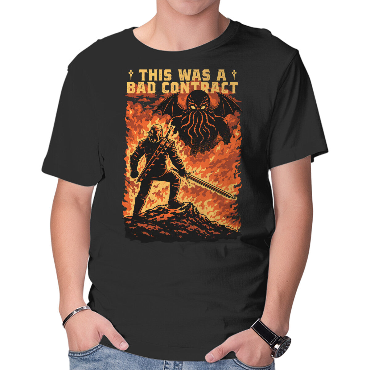 Unisex Crew Neck T-Shirt Mutant Hunts Cthulhu Graphic Short Sleeve Casual Tee XXXXL