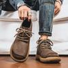 Men’s Retro Short Ankle Boots Shoes Fashion Casual Driving Shoes Black Brown Wide Head High Top Shoes Plus Size
