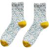 Retro 3D Floral Relief Mid-Calf Socks for Women - Sweet Autumn/Winter Mori Style