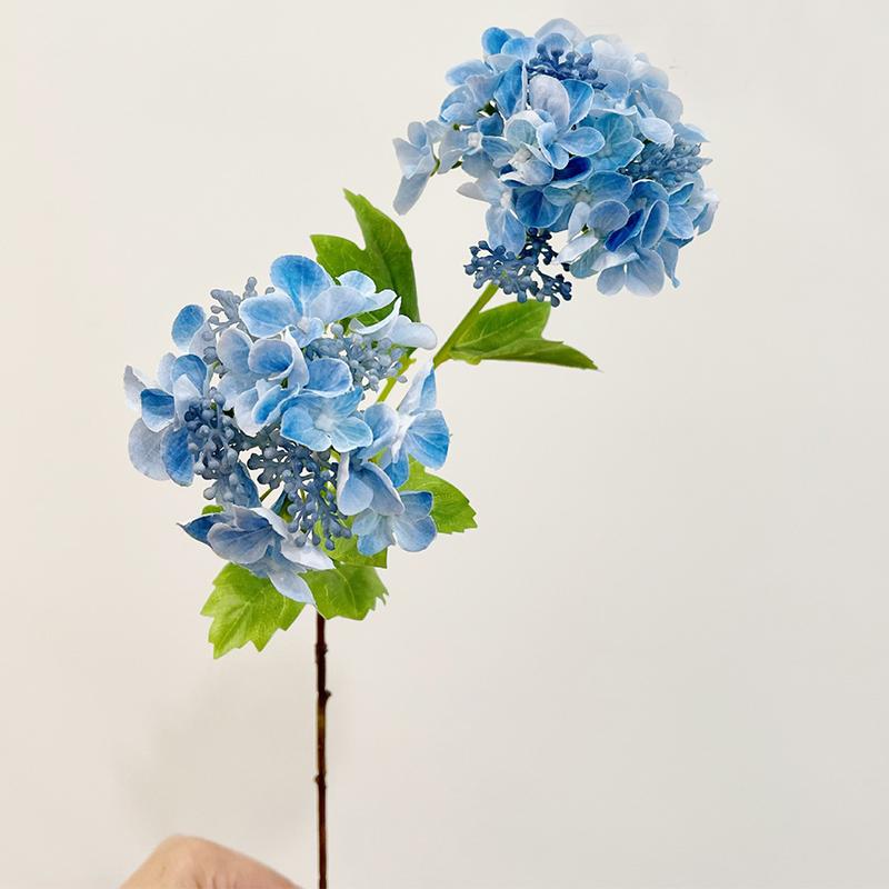 

2Heads 48cm Silk Artificial Hydrangea Flower Fake Bouquet for Home Room Wedding Decoration Outdoor Garden Decoration Supplies 1Pcs синій