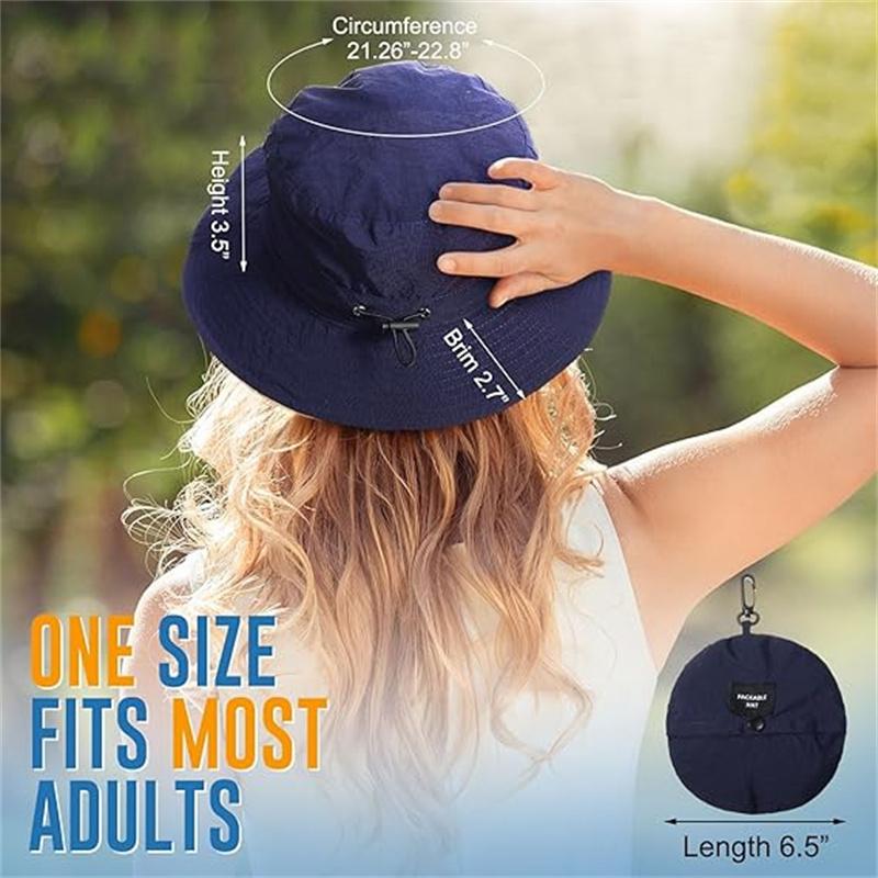 Foldable Waterproof Bucket Hat Packable Uv Protection Summer Hats Adjustable Beach Hat With Chin Strap
