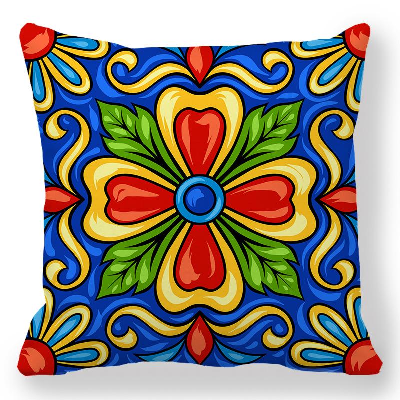 Geometric Pattern Bohemian Pattern Digital Printing Short Plush Pillow Covers For Car Sofa Office Cushion Cover Home Goods