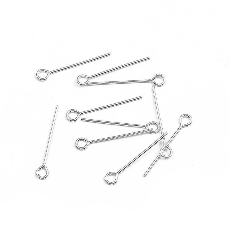 [15-50mm] 925 Sterling Silver Eye Head Pins Flat Head Pins T Shape Needles Ball Head Pins for Jewelry Making DIY 2pcs