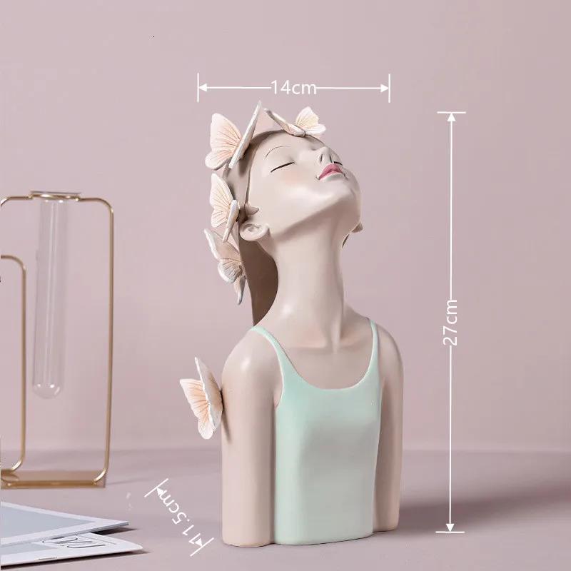 Nordic Butterfly Fairy girl resin decorated with metal trays, home decor accessories, Kawaii crafts statues, tabletop figurines