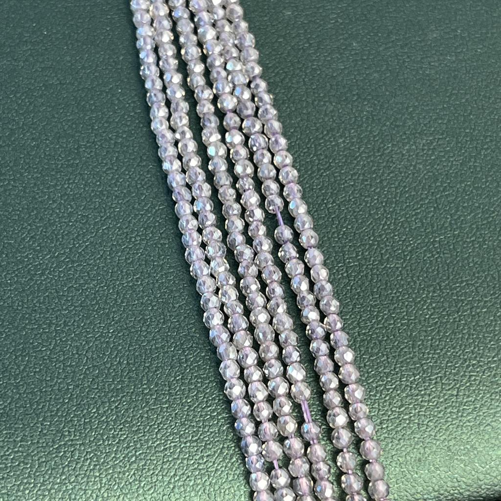 5String, Sparkling Lavender Gray Iridescent Plated Glass Beads 2mm/3mm, Dainty Loose Beads for DIY Minimalist Fairycore Bracelet Jewelry Making 38cm