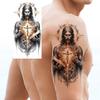 1 Sheet Waterproof Jesus With Cross Thorn Temporary Tattoos For Men Women Realistic Zeus Warrior Tatoos Temp Fake Tattoo Sticker