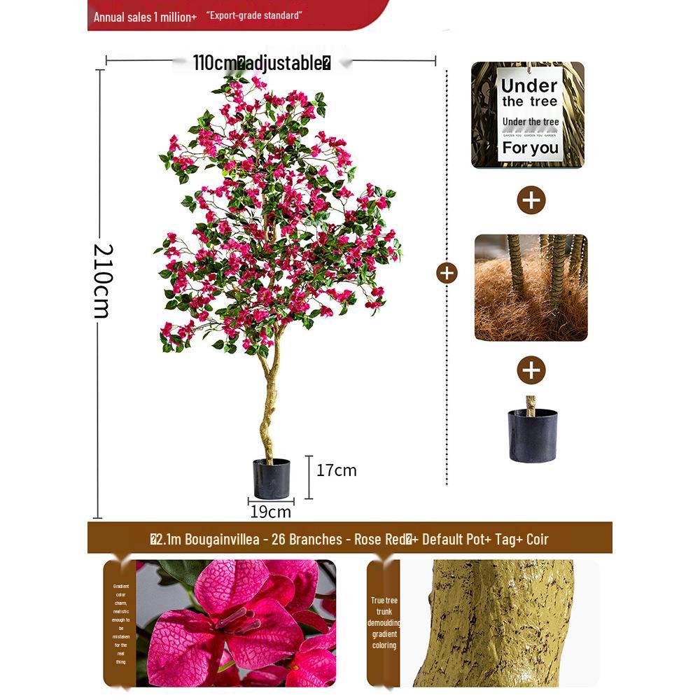 Large Artificial Bougainvillea Tree for Indoor Decoration - Potted Fake Cherry Blossom Plant Ornament