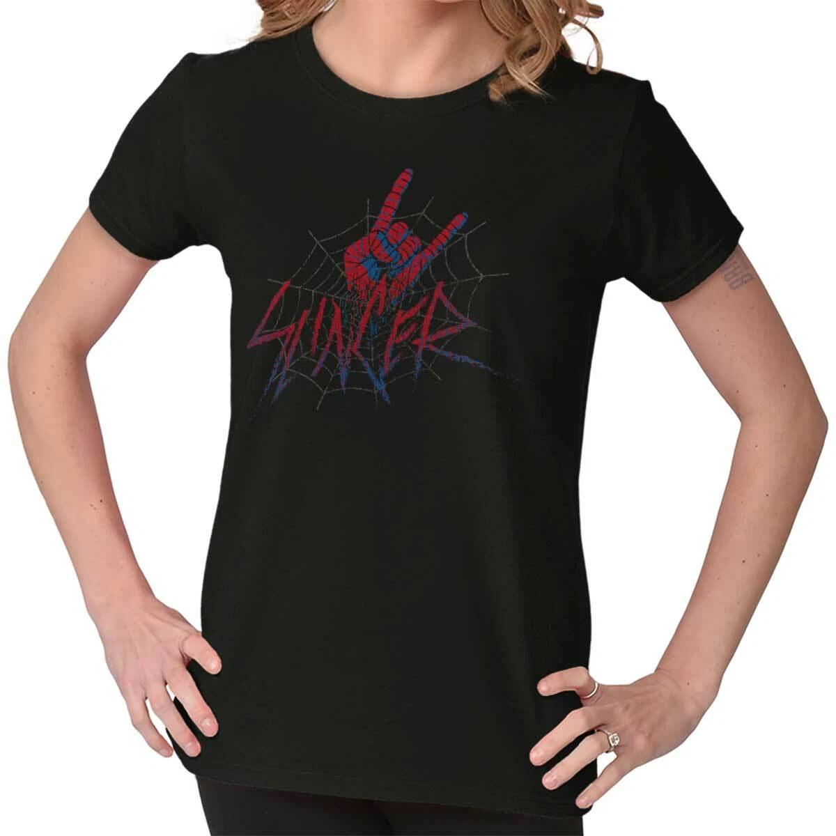 Web Slinger Amazing Spider Comic Book Hero Womens Top Junior Graphic Tee L
