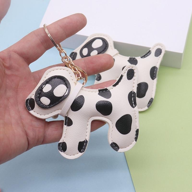 Multi Purpose Spotted Dog PU Keychain Accessory For Cars And Bags Featuring Sturdy Alloy Clip Keychain Pendant