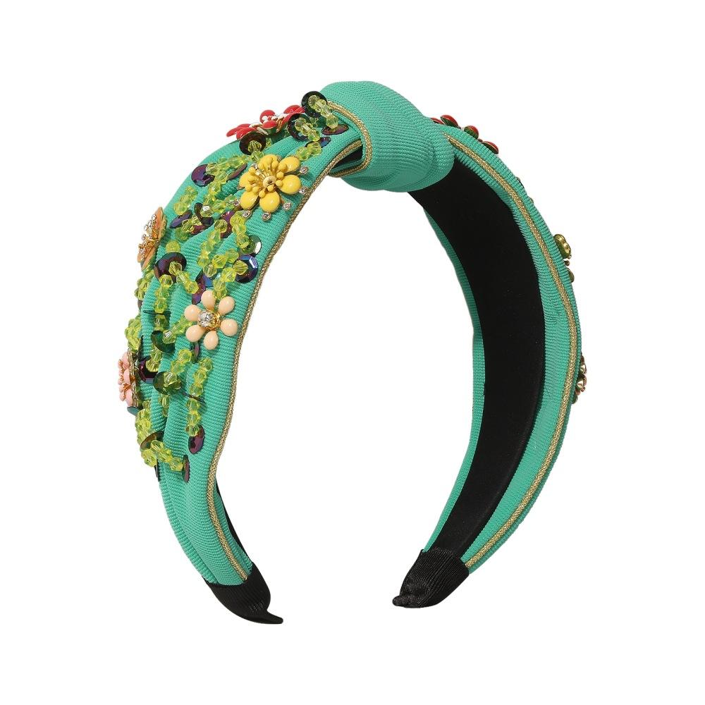 Colorful Rhinestone Headband Middle Knot Turban Hairband For Women Girls Handmade Casual Head Band New Fashion Hair Accessories