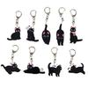 Cartoon cat Acrylic keychain Cute little black cat pendant raccoon flower cat keychain chain school bag pendant