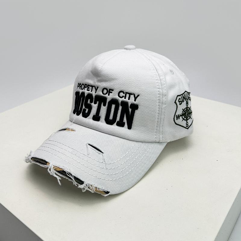New Unisex Letter Embroidery Broken Style Baseball Hats Breathable Personal Sunshade Peaked Caps Versatile Fashion Street Retro