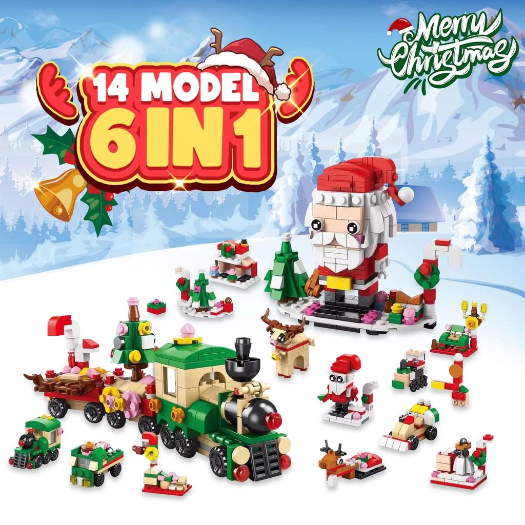24 Jahre Weihnachtsbaustein Spielzeug Blindbox Set Weihnachten Adventskalender Steine DIY Lernspielzeug Set Geschenk für Kinder Erwachsene