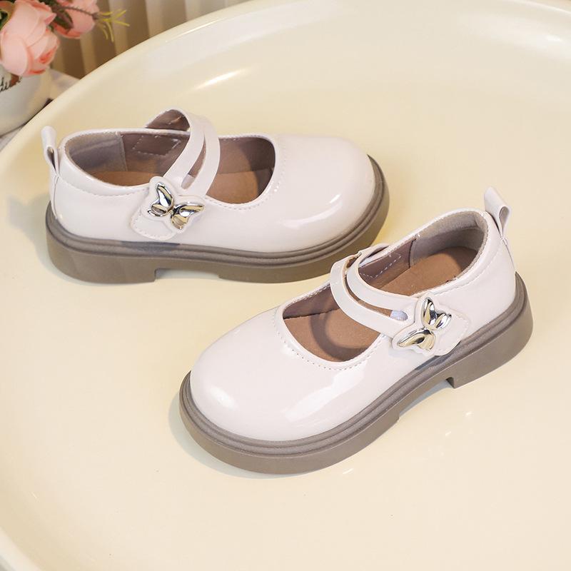 Girls Small Leather Shoes 2025 New Spring and Autumn Children's Princess Shoes Soft-soled Non-slip Single Shoes Mary Jane Butterfly Performance Shoes