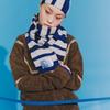 MISU AND BARBE STRIPY BEANIE NAVY