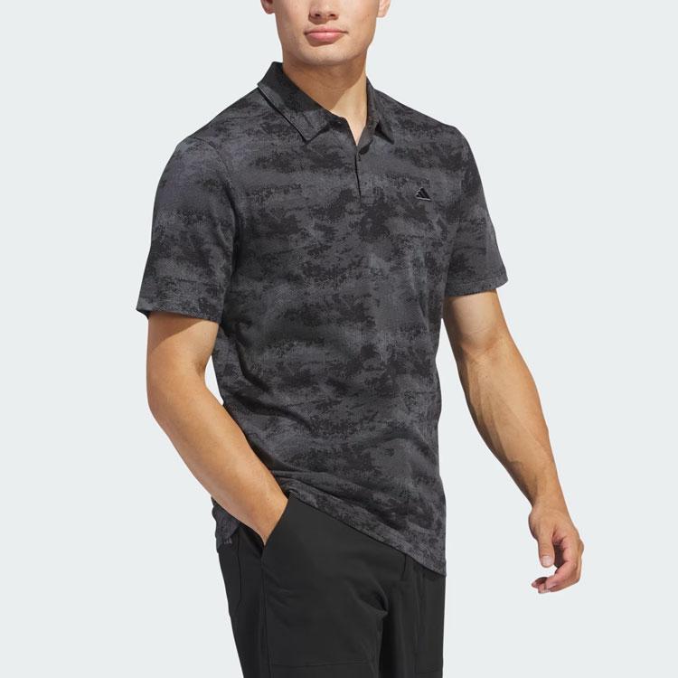 Adidas Go-To Printed Mesh Polo Shirt Tie-Dye Golf Short Sleeve Men Polo Shirts Black IN6413
