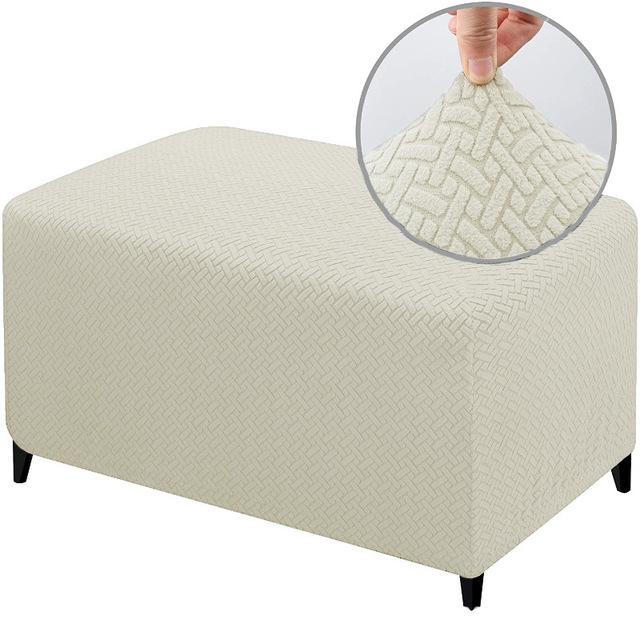 Jacquard Ottoman Cover Stretch Durable Footstool Cover Bench Stool Cover Washable Furniture Protector Stool Cover