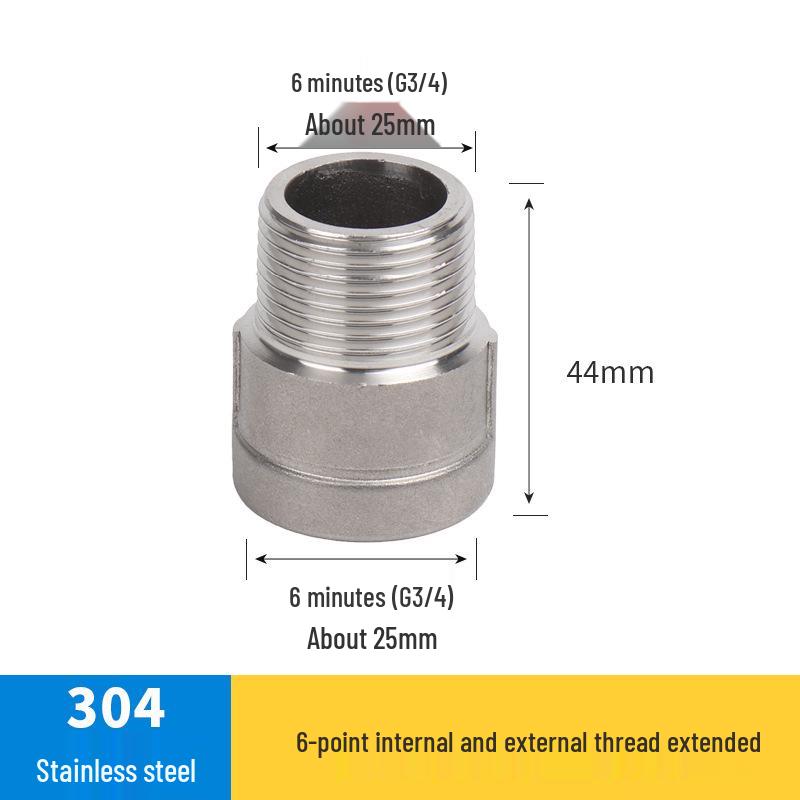 Redutor Rosqueado Vermelho de Aço Inoxidável Espessado Macho/Fêmea: Extensão de Tubo de Água de 6 para 4 Pontos, 25 para 20