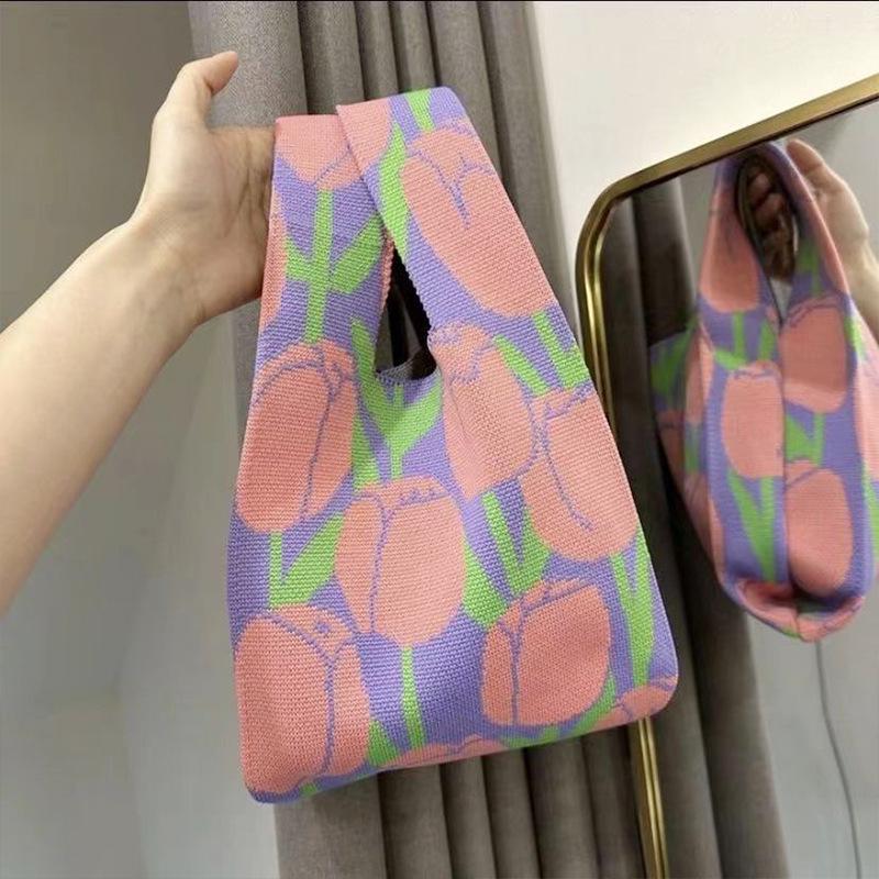 Women's Tulip Knit Tote Bag - Large Capacity Handheld Festival Gift