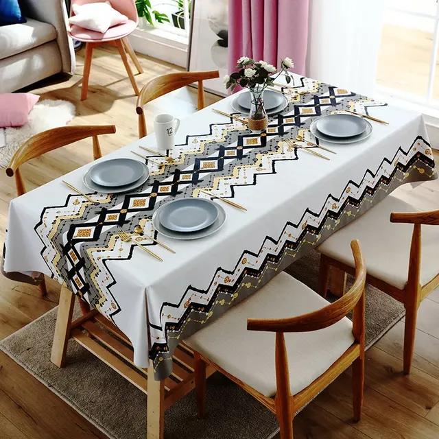 Modern Bohemian Datura Printing Waterproof Table Tablecloth Wedding Decoration Rectangular Coffee Tablescover Mantel Antimanchas