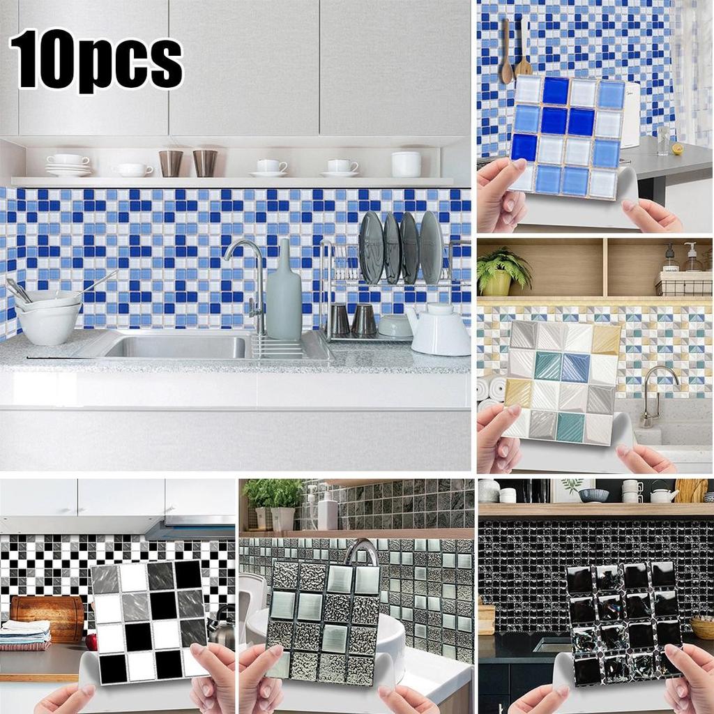 Easily To Use Tiles Stickers 10*10cm 10pcs 3D Design