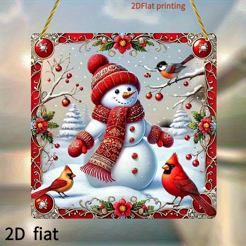 Bohemian Snowman Sun Catcher. Acrylic with red hat & scarf, a festive home decor gift.