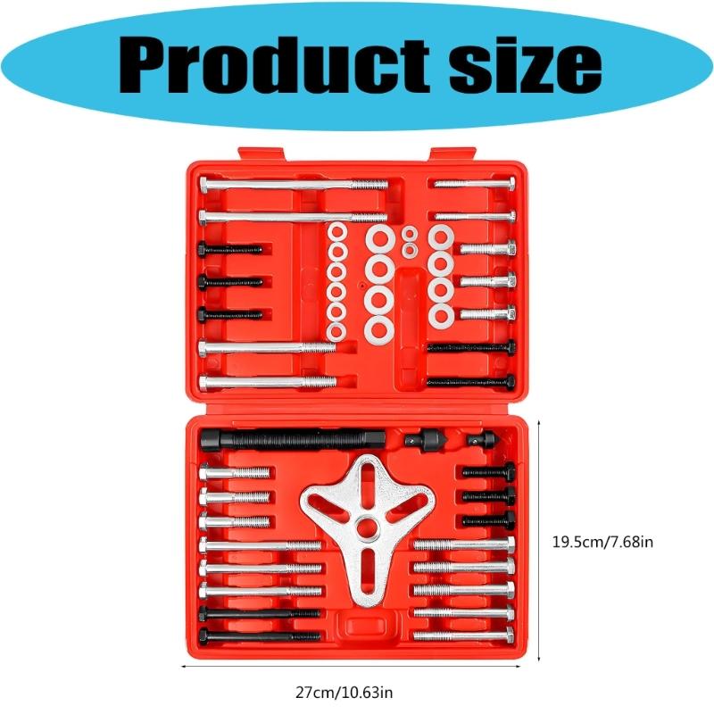 Manual Column Wheel Extraction Set, 46-Piece Automotive Tool Selection with Assorted Connection Bolts, Washers and High-Carbon Metal Items for Garage