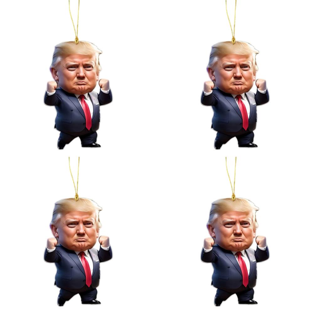 

Patriotic Donald Trump 2024 Christmas Ornament Acrylic Cartoon Trump Pendant (E)