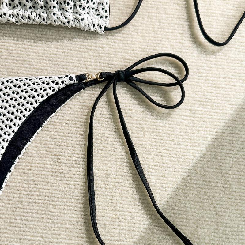 Women Sexy Hollow Knitted Split Two Piece Bikini Swimwear