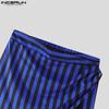 INCERUN 2PCS Men Sleeveless Striped Mesh Sheer Tank Tops Elastic Waist Layers Pants Sets