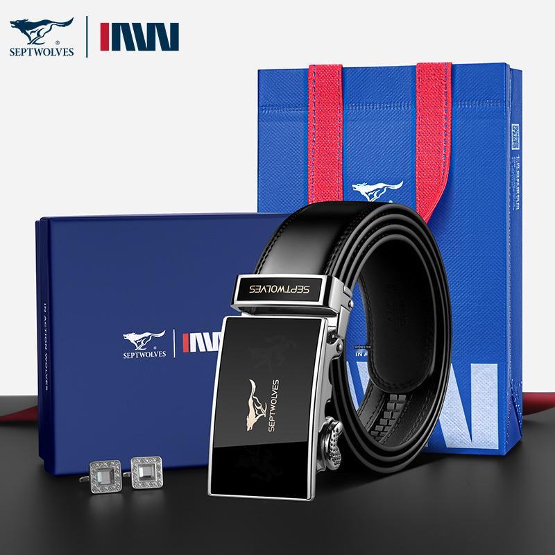 Men's High-End Cowhide Leather Belt with Automatic Buckle - Fashionable Gift for Young Professionals