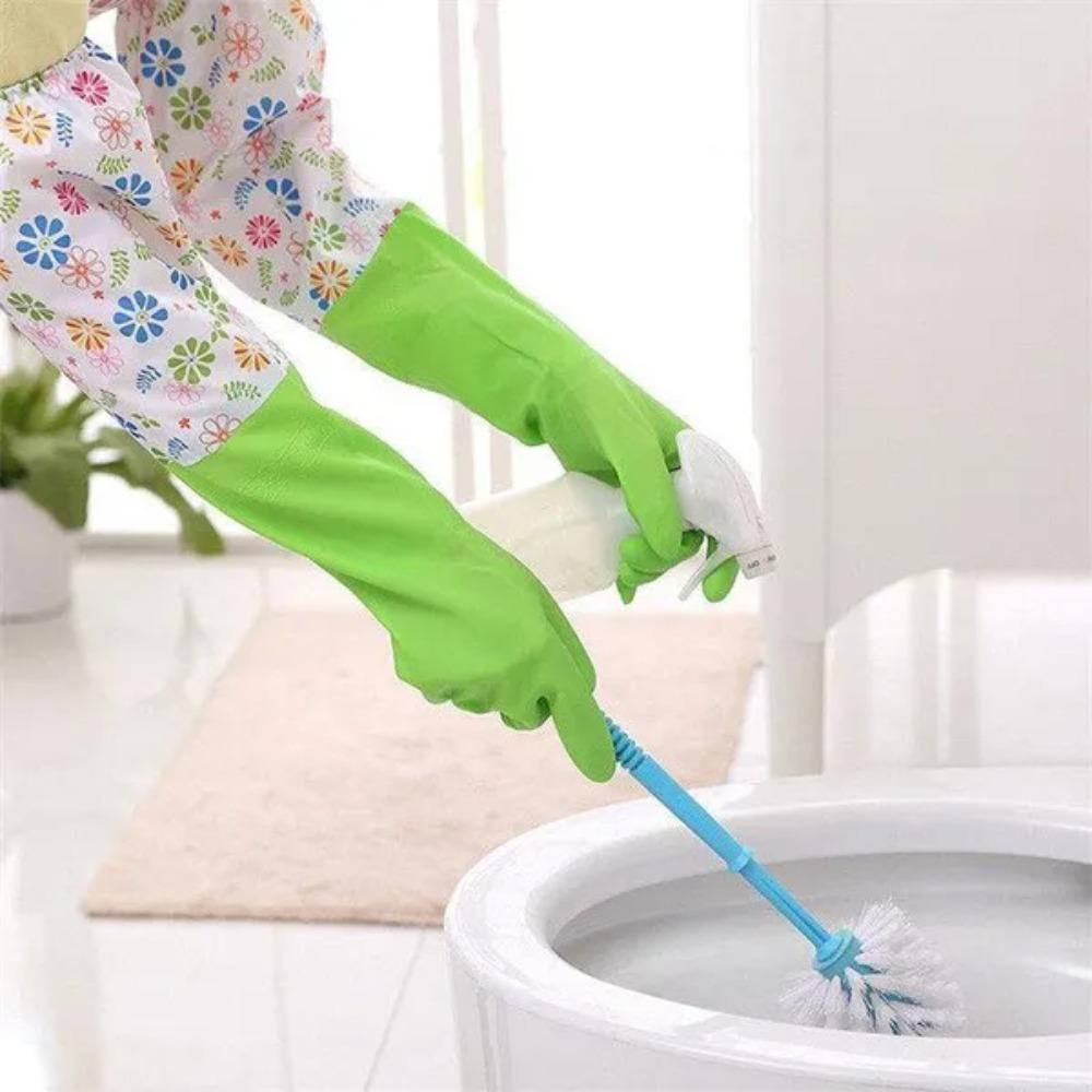 Cartoon Print Long Rubber Gloves Anti-skid Household Dish Washing Cleaning Glove