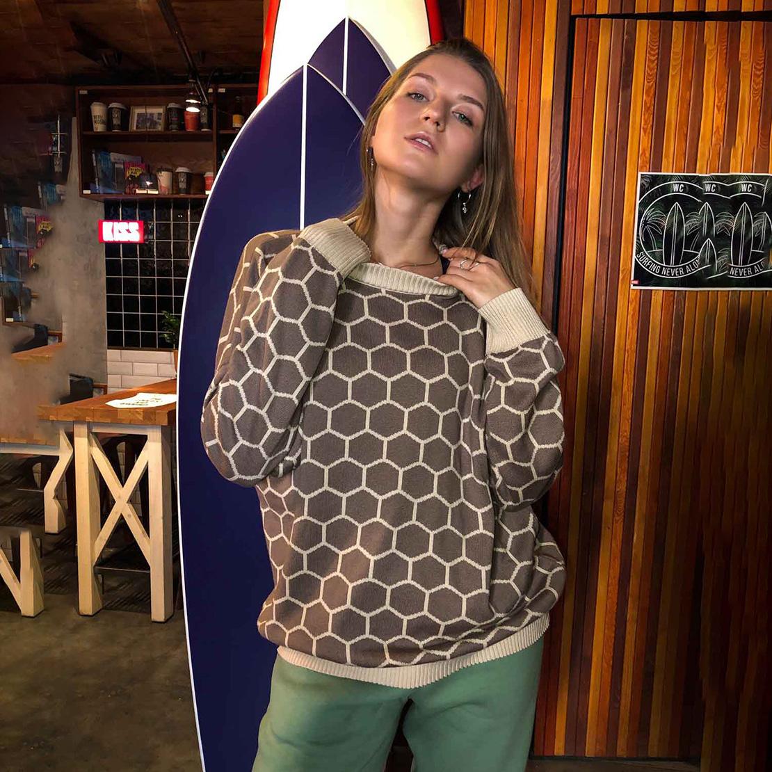 

Женский свитер осень-зима с V-образным вырезом и длинным рукавом L