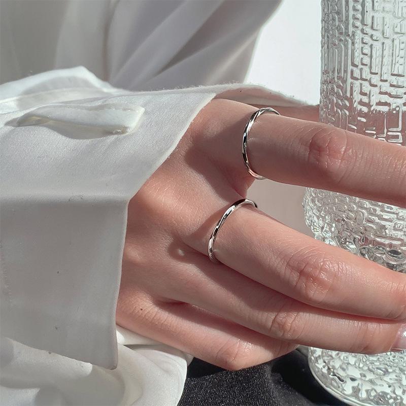 Korean Style S925 Sterling Silver Minimalist Twisted Wave Band Ring for Women - Simple, Elegant, Stacking Ring, New Trend