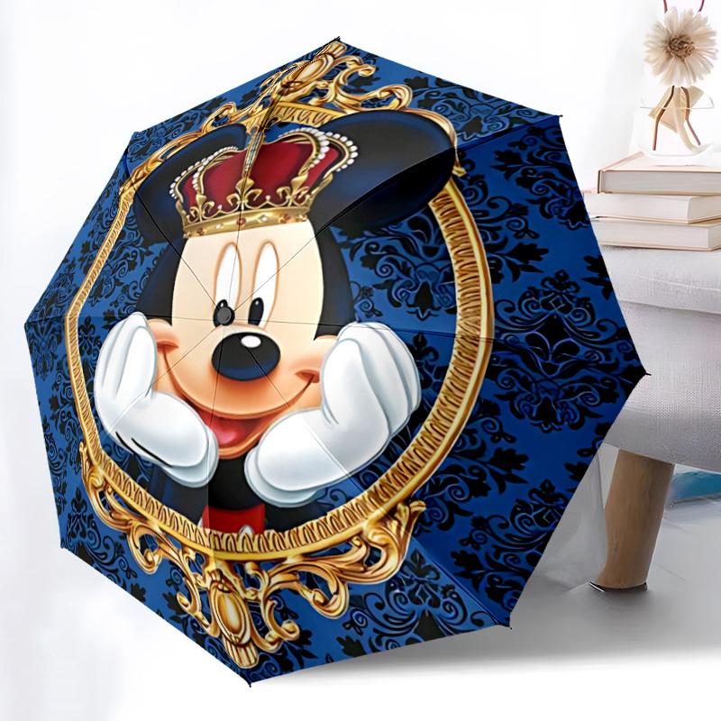 

1pc Mickey Mouse Automatic Folding Umbrella - Portable Collapsible Design, 8-Rib Iron Frame yy251209096