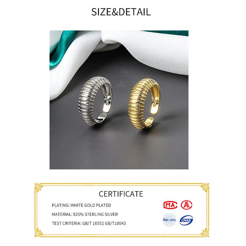 Real 925 Sterling Silver Rings For Women Vintage Strips Gold Color Engagement Rings Silver 925 Jewelry Anillos Mujer