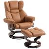 Faux Leather Reclining Chair and Footstool - Brown