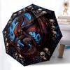 1pc Sturdy 8-Bone Auto Umbrella, Ancient Green Dragon Umbrella, Digital Printed, Foldable Umbrella for On-the-Go Outdoor Use