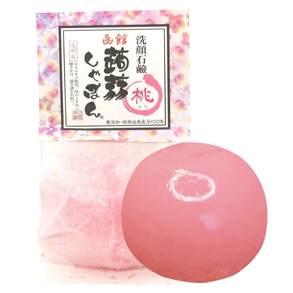 Konnyaku Soap Hakodate Konnyaku Soap Peach Soap Facial Cleansing Soap Contains Ceramide For dry and sensitive skin (80g) [Scent Renewal]