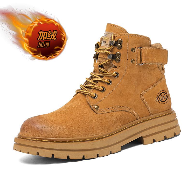 

2025 winter thick-soled men s Martin boots can t kick bad big yellow boots, new casual men s boots, warm and velvet short boots 44