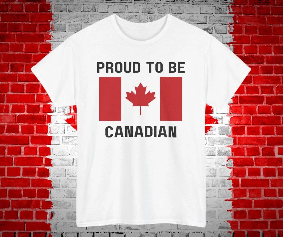 Proud to Be Canadian T-Shirt | Unisex Summer Tee, Patriotic Gift (Black Text) 3XL