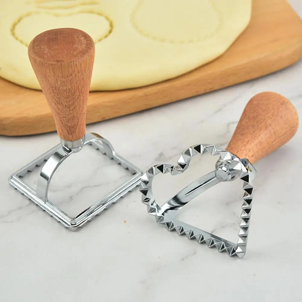 Cutter Pasta Maker Mold with Wooden Handle Kitchen Attachment for Making Pasta Dumplings Ravioli Lasagna Pierogi and More