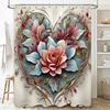 Exquisite Heart-Shaped Shower Curtain With Floral Design Perfect Bathroom Decoration For Home Or Gift