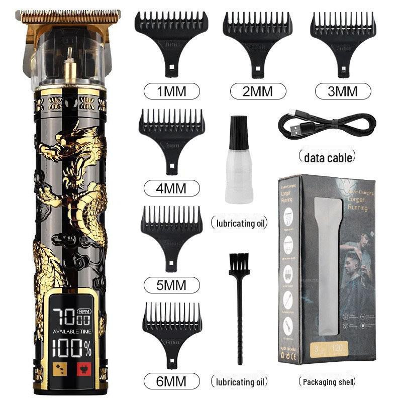 Rechargeable Metal Hair Clipper: Oil Head, Carving, Bald, and Cross-Border Electric Razor.