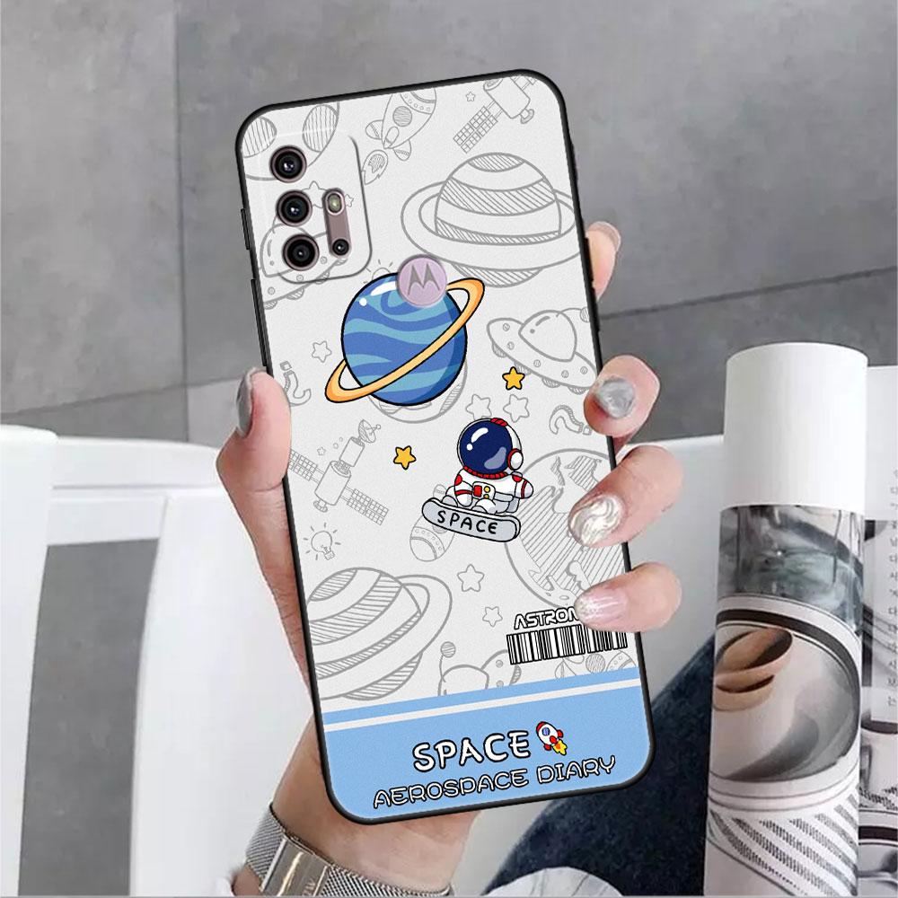 Modische Coole Astronauten-Hülle Für Motorola G30 G60 G9 Play ONE Fusion G8 G50 E6s G82 Edge 20 Pro G Stylus 2021 Weiche Handy-Capas
