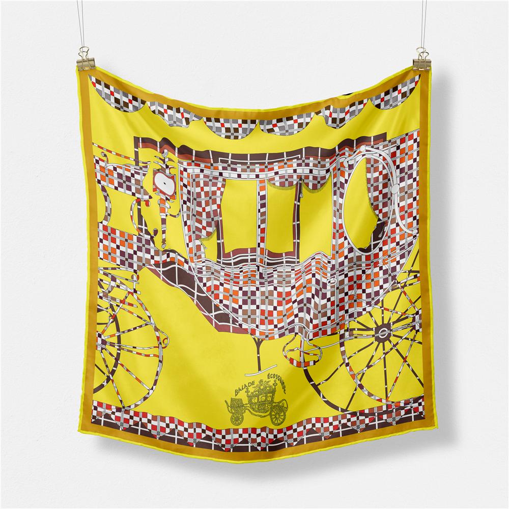 53cm Brand Square Scarf Women Design Horse Luxury Silk Scarf Bandana Headband Fashion Hijab Neckerchief For Ladies 2024 New