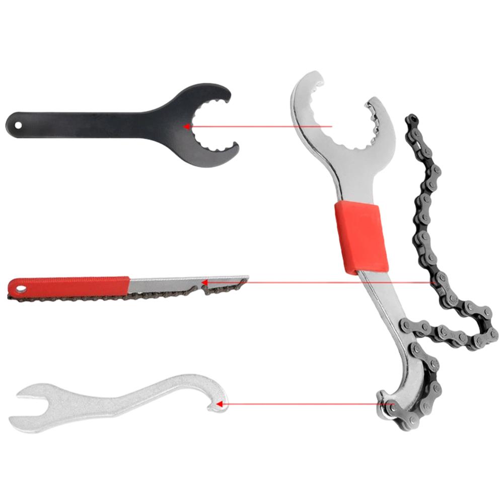 3-in-1 Multifunctional Bicycle Repair Tool Bike Chain Wrench Spanner Bottom Bracket Flywheel Tail Hook Remover